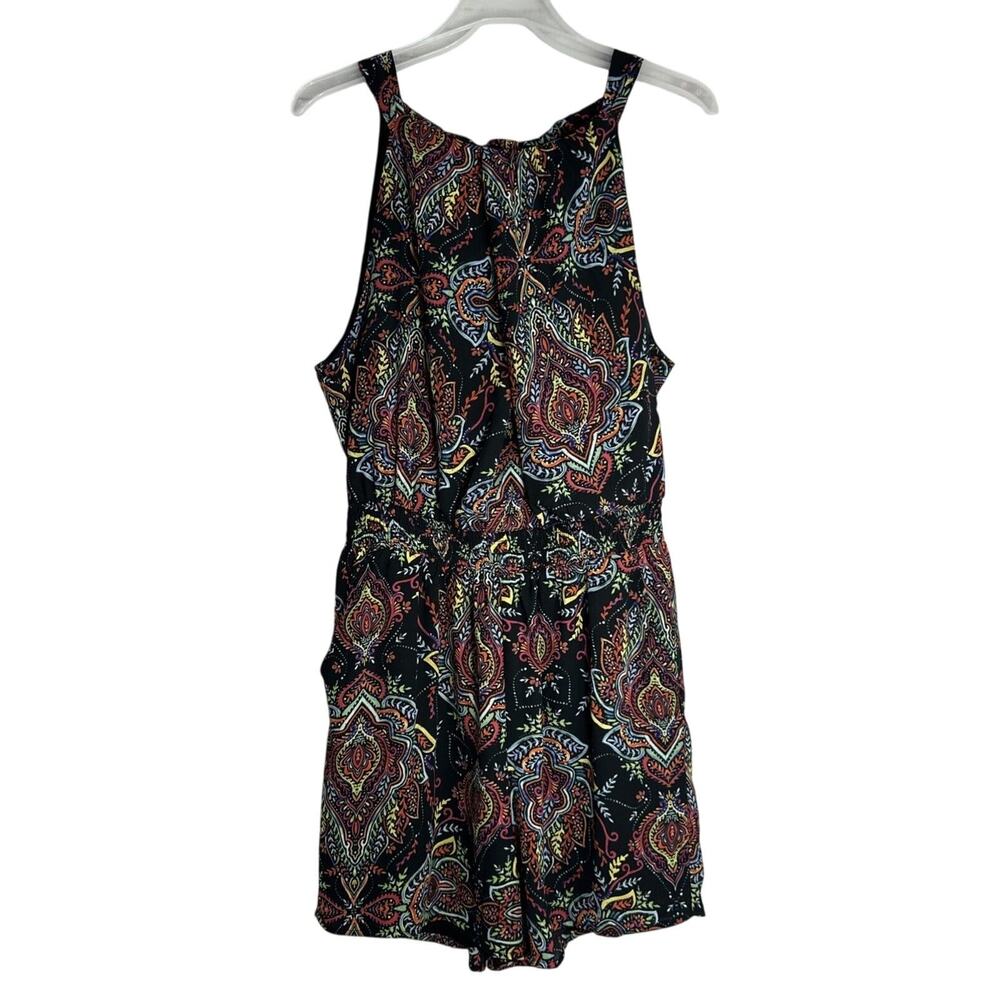 New York & Company Sleeveless Romper Multicolor Paisley Print Medium